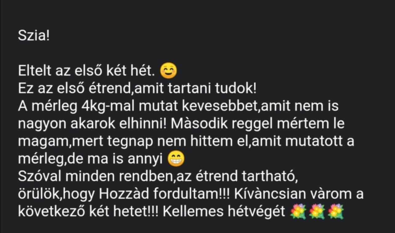 Személyes étrend féltávjánál